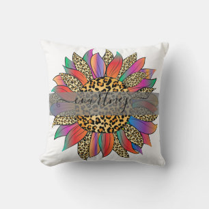 Personalisierter Regenbogen- und Leoparddruck Kissen