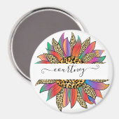 Personalisierter Regenbogen- und Leoparddruck Magnet (Vorderseite/Rückseite)