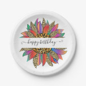 Personalisierter Regenbogen- und Leoparddruck Pappteller (Vorderseite)