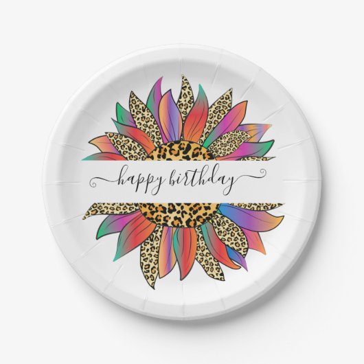Personalisierter Regenbogen- und Leoparddruck Pappteller (Vorderseite)