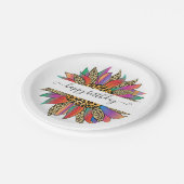 Personalisierter Regenbogen- und Leoparddruck Pappteller (Schrägansicht)