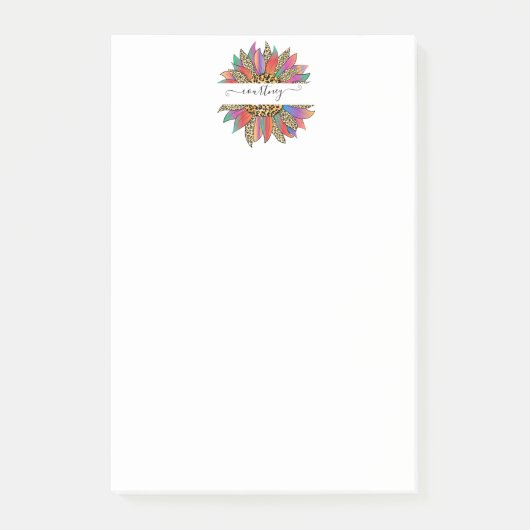 Personalisierter Regenbogen- und Leoparddruck Post-it Klebezettel (Vorderseite)