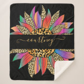 Personalisierter Regenbogen- und Leoparddruck Sherpadecke (Vorderseite)