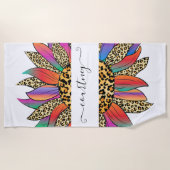 Personalisierter Regenbogen- und Leoparddruck Strandtuch (Vorderseite)