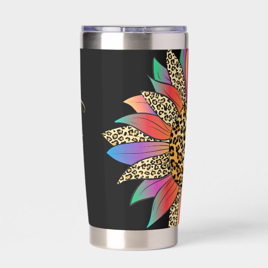 Personalisierter Regenbogen- und Leoparddruck Thermobecher (Rückseite)
