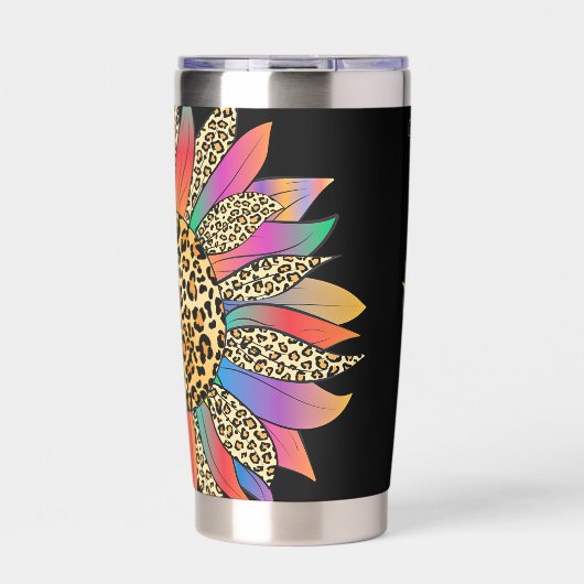 Personalisierter Regenbogen- und Leoparddruck Thermobecher (Vorderseite)