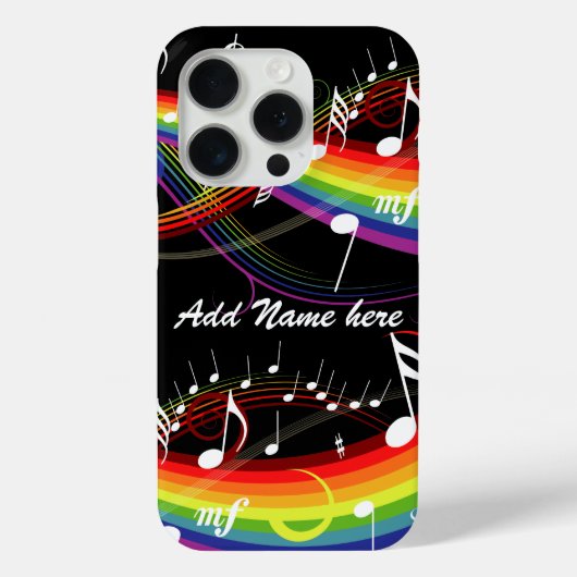 Personalisierter Regenbogen Weißer Musiknoten auf Case-Mate iPhone Hülle (Rückseite)