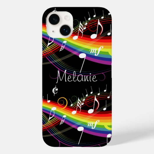 Personalisierter Regenbogen Weißer Musiknoten auf  Case-Mate iPhone Hülle (Rückseite)