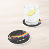 Personalisierter Regenbogen Weißer Musiknoten auf  Getränkeuntersetzer (Seite)