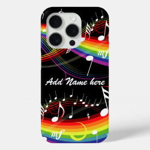 Personalisierter Regenbogen Weißer Musiknoten auf  iPhone 15 Pro Hülle