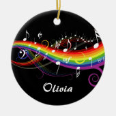 Personalisierter Regenbogen Weißer Musiknoten auf  Keramikornament (Vorne)
