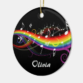 Personalisierter Regenbogen Weißer Musiknoten auf  Keramikornament (Links)