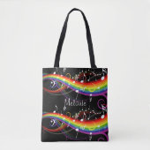Personalisierter Regenbogen Weißer Musiknoten auf  Tasche (Vorderseite)