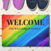 Personalisierter Regenbogen Willkommen Doormat