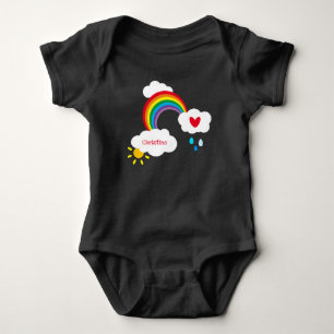 Personalisierter Regenbogen, Wolken, Regentropfen Baby Strampler