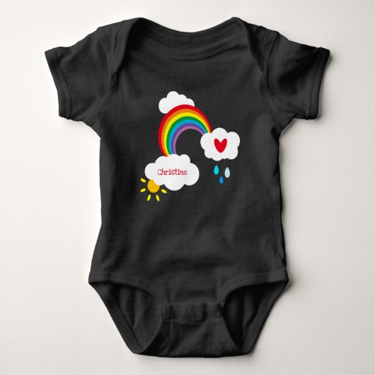 Personalisierter Regenbogen, Wolken, Regentropfen  Baby Strampler (Vorderseite)