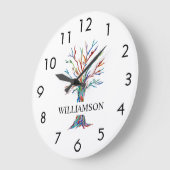 Personalisierter Regenbogenbaum  Große Wanduhr (Winkel)