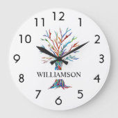 Personalisierter Regenbogenbaum  Große Wanduhr (Vorderseite)