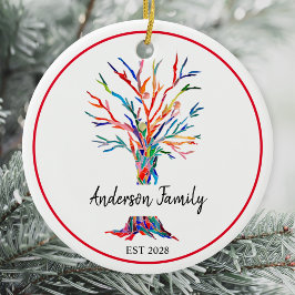 Personalisierter Regenbogenbaum Keramik Ornament