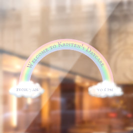 Personalisierter Regenbogenbogen und flauschige we Fensteraufkleber