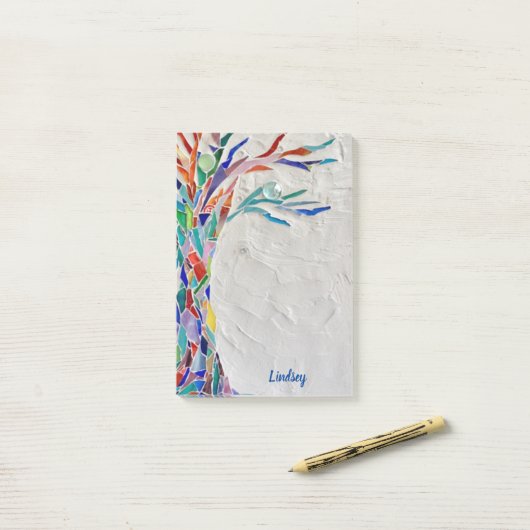 Personalisierter Regenbogenfarben Baum des Lebens Post-it Klebezettel (Auf Schreibtisch)