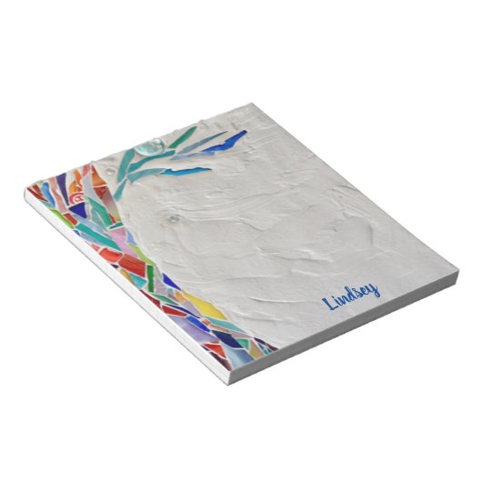 Personalisierter Regenbogenfarbenbaum Notizblock (angewinkelt)