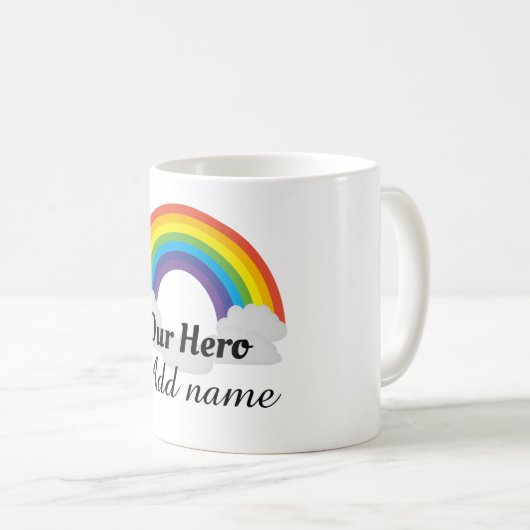 Personalisierter Regenbogenheld danke Tasse (VorderseiteRechts)