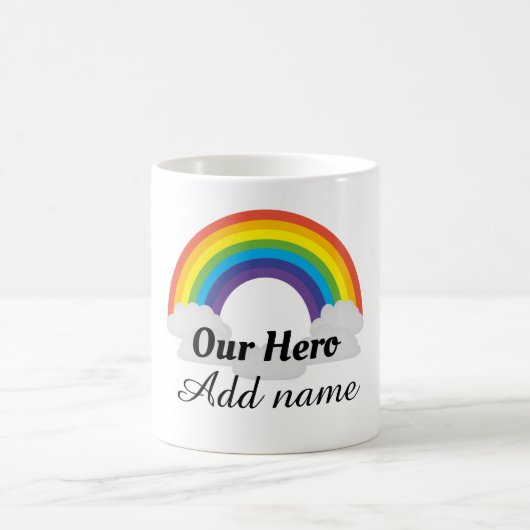 Personalisierter Regenbogenheld danke Tasse (Mittel)