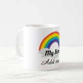 Personalisierter Regenbogenheld danke Tasse (Vorderseite Links)