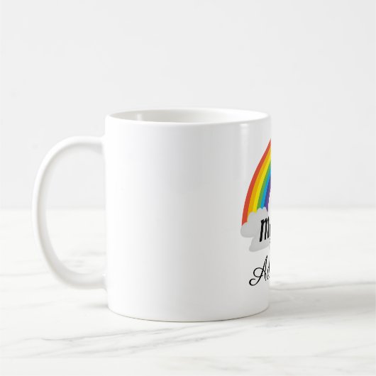 Personalisierter Regenbogenheld danke Tasse (Links)