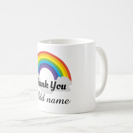 Personalisierter Regenbogenheld danke Tasse (VorderseiteRechts)