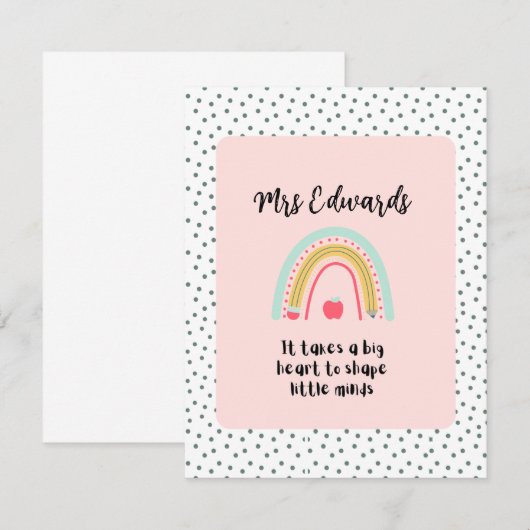 Personalisierter Regenbogenlehrer Dankeschön-Karte (Vorne/Hinten)