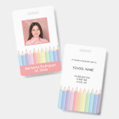 Personalisierter Regenbogenlehrer Name Foto ID Ausweis (Front & Back)