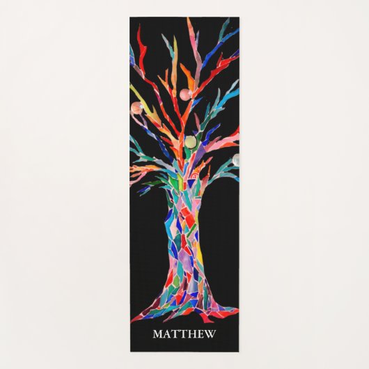 Personalisierter Regenbogenschwarz Yogamatte (Vorderseite)