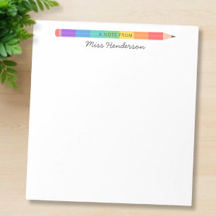 Personalisierter Regenbogenstift für Lehrer  Notizblock