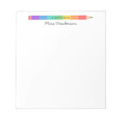 Personalisierter Regenbogenstift für Lehrer Notizblock (Vorderseite)