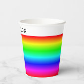 Personalisierter Regenbogenstrahl mit Namen Pappbecher (Rückseite)