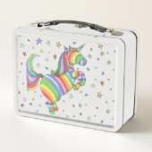 Personalisierter RegenbogenUnicorn Metall Brotdose (Rückseite)