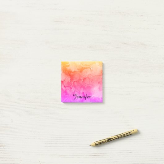 Personalisierter RegenbogenWatercolorTrendy Chic Post-it Klebezettel (Auf Schreibtisch)