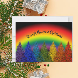 Personalisierter Regenbogenweihbaum Feiertagskarte