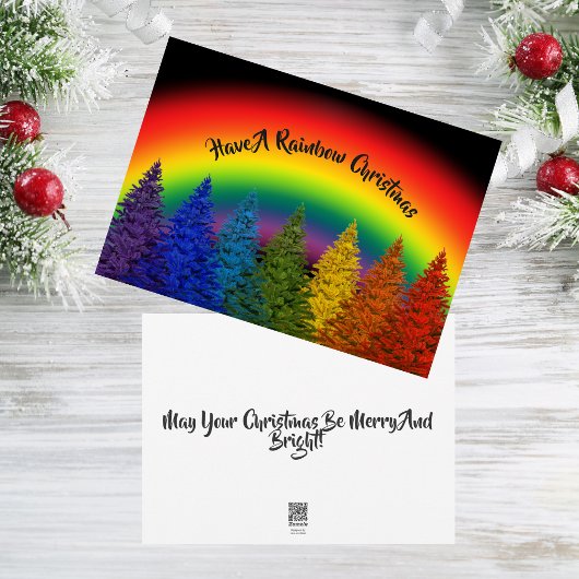 Personalisierter Regenbogenweihbaum Feiertagskarte