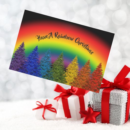 Personalisierter Regenbogenweihbaum Feiertagskarte