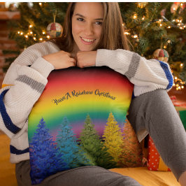Personalisierter Regenbogenweihbaum Kissen