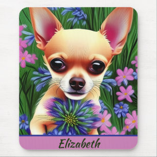 Personalisierter Rehbrauner Chihuahua-Welpe auf ei Mousepad