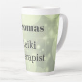 Personalisierter Reiki Therapist Funkeldesign Milchtasse (Rechte Ecke)