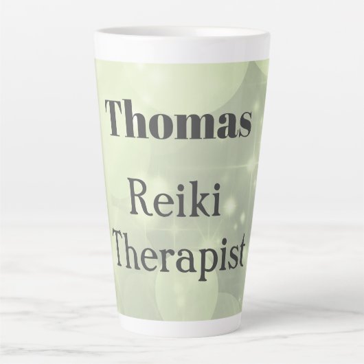 Personalisierter Reiki Therapist Funkeldesign Milchtasse (Vorderseite)
