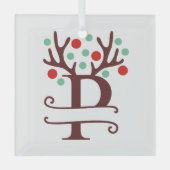 Personalisierter Reindeer Antlers Name "P" Ornament Aus Glas (Vorderseite)