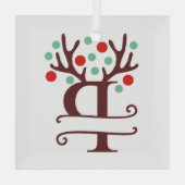 Personalisierter Reindeer Antlers Name "P" Ornament Aus Glas (Rückseite)