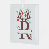 Personalisierter Reindeer Antlers Name "R" Ornament Aus Glas (Vorderseite links)