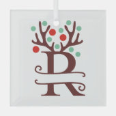 Personalisierter Reindeer Antlers Name "R" Ornament Aus Glas (Vorderseite)